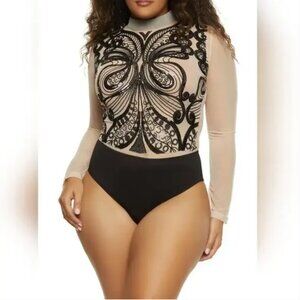 Love University Sequin Sheer Bodysuit